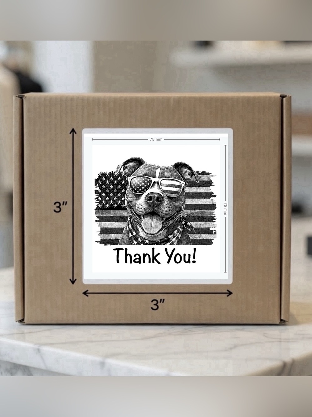 Patriotic Pit Bull Thank You Stickers 
3”x3”-100ct.